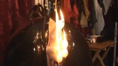 Flaming candles vaginal insertion dilation