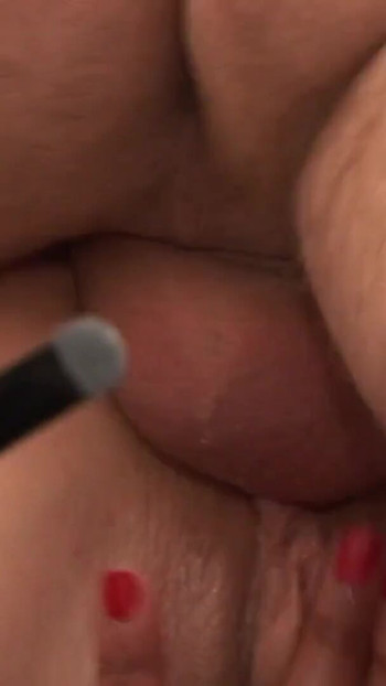 Key moment from "Black girl and blonde MILF give pleasure to this horny dude"