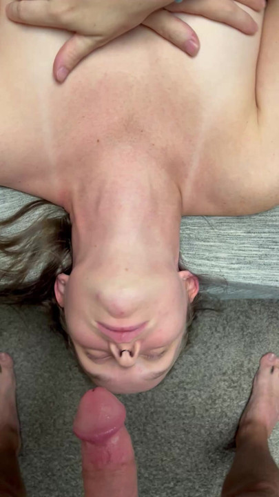 Step sister first time bottoming her throat out