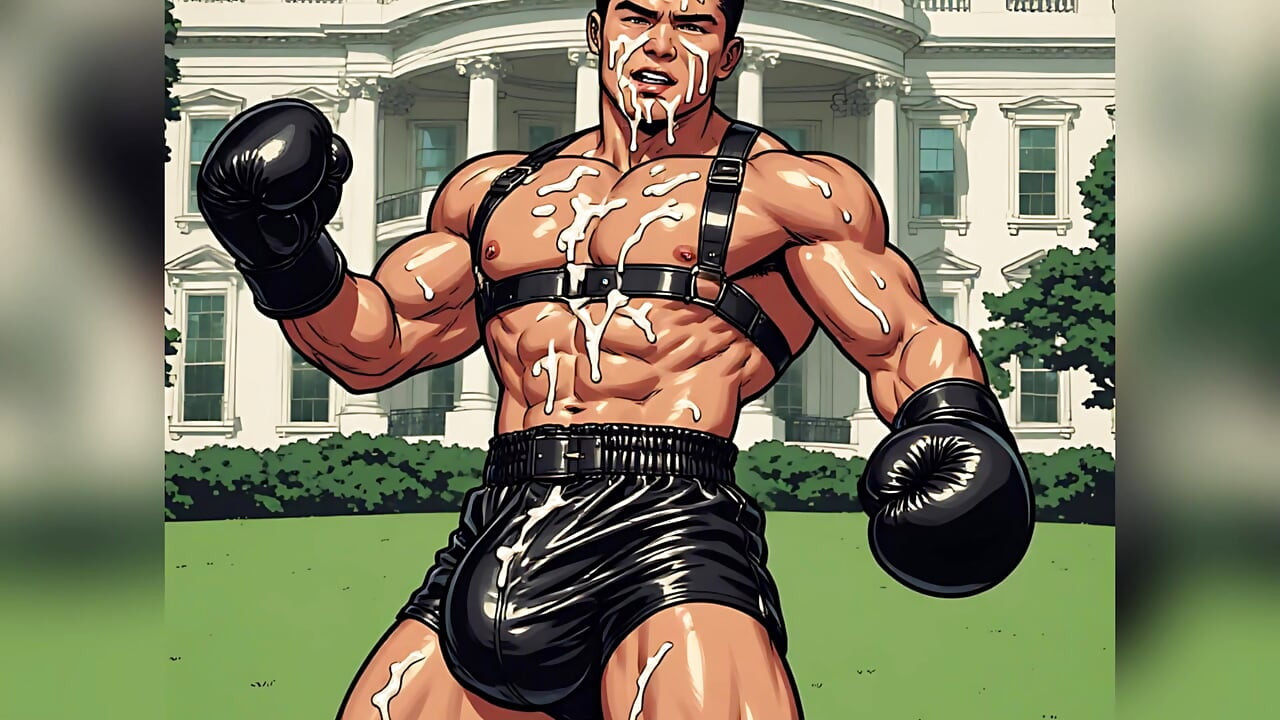 Asian Cum Covered Muscle Men Art
