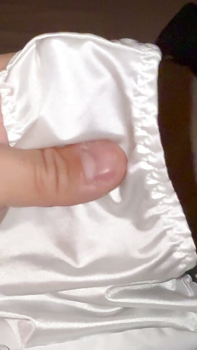 Satin panties getting drenched
