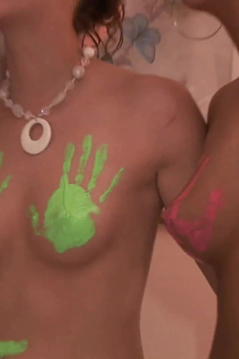Bare pussy body paint party with 3 Iowa teen freaks