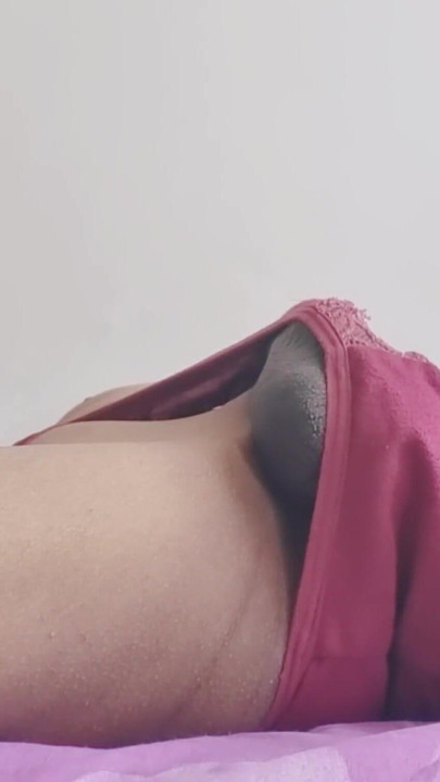 Sexy skinny sissy in mom's red panty loves playing with self. cross dressing femboy | Clip 1