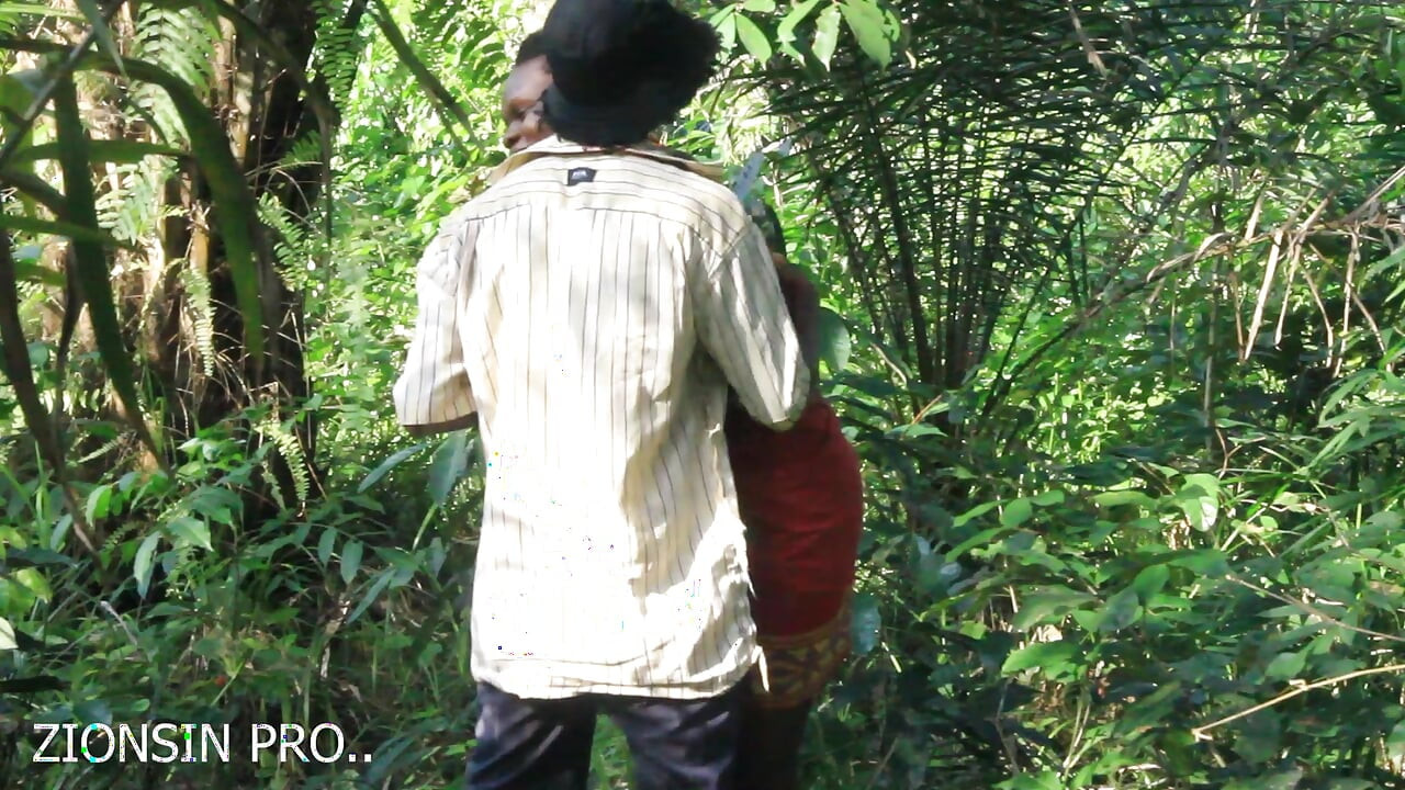 African girl in search of firewood in the bush got fuck by a bush man