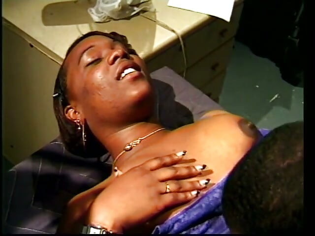 Black whore with natural tits gets pounded by a black hunk