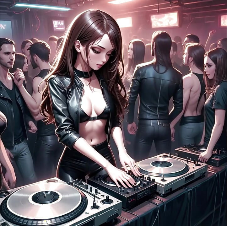 אנימה סקסית DJ Synthwave Retrowave אלקטרו AI