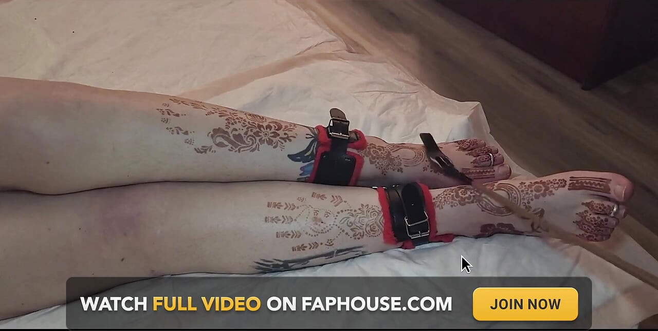 My Beautiful Size 13 Womens Feet and Long Legs Being Flogged and Whipped with a Belt and Crop While Tied Together with Manacles