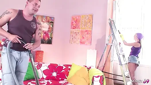 Sexy Blonde Teen Cleaning Lady Sera Passion Gives Boss a Hot Blowjob