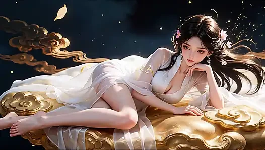 A Chinese girl in ancient costume, Best blowjob, 3p, and nipple stimulation, leaving you unable to resist. AI-Generated