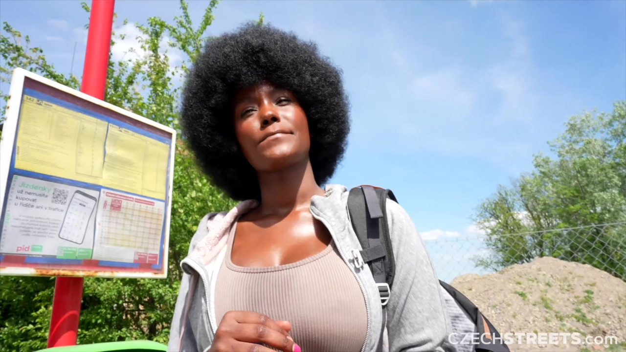チェコの通り152:かわいい巨乳の黒人の女の子と急いで