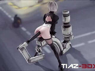 2B Fucked By Massive Dildo in Fucking Machine (Alternate Angle)