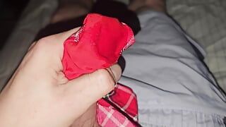 Load of hot cum inside her pantie gusset