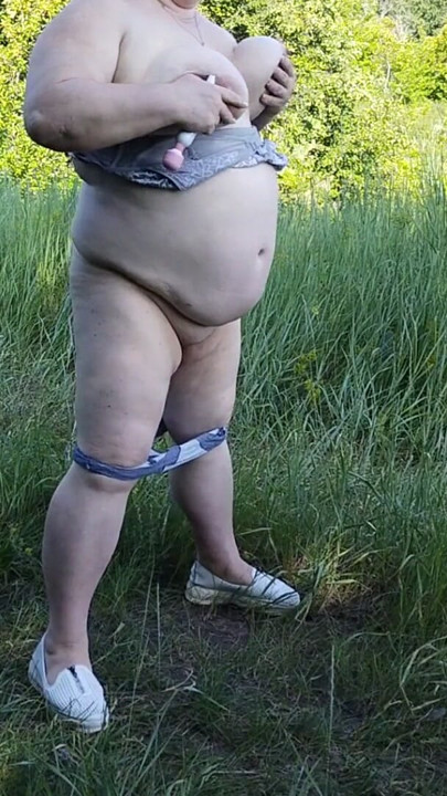 Mother-in-law undressed in the park and pisses in front of everyone | Clip 1