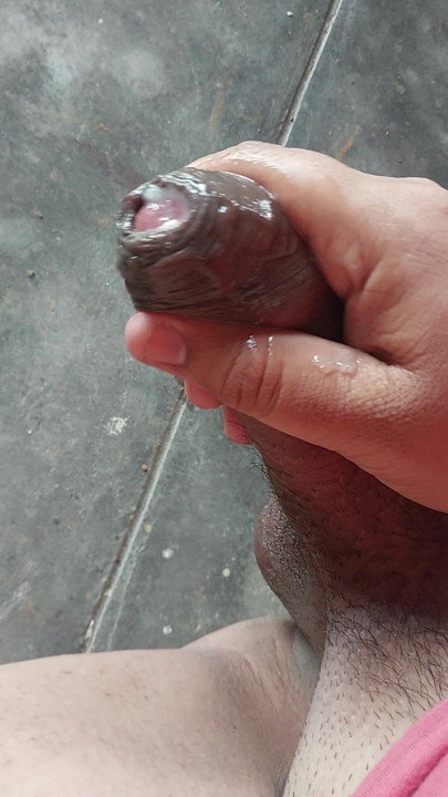 Slowly slowly I massage my big cock
