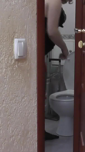 Powerful moment from "Step dad spies on step daughter in toilet and masturbates dick. Stepdad fingering cock and cumshot."
