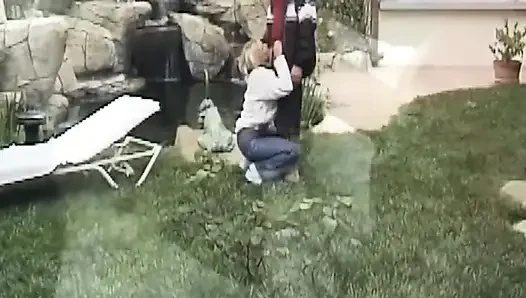 Blonde MILF Gets Pussy Licked and Creampied Outdoors