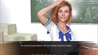 Futa Dating Simulator 3 Ruby škádlí ho svým sexy vysokoškolským oblečením