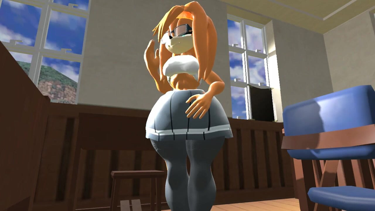 Futanari character from Sonic scucking on her own Futa cock