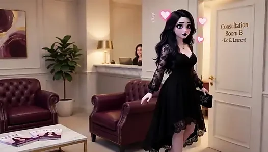 Lunas sinnlicher erster Untersuchung, gothic-schönheit erwacht in den mitfühlenden Händen ihres Arztes (KI generiert)