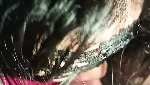 Istri seksi toket besar lagi asik nyepong kontol - close up
