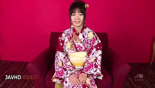 Chiharu's Sexy Kimono Seduction Ends with Ecstatic Asian Creampie Threesome
