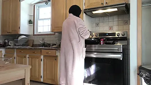 Submissive Stepmom In Hijab Creampied By Stepson In The Kitchen