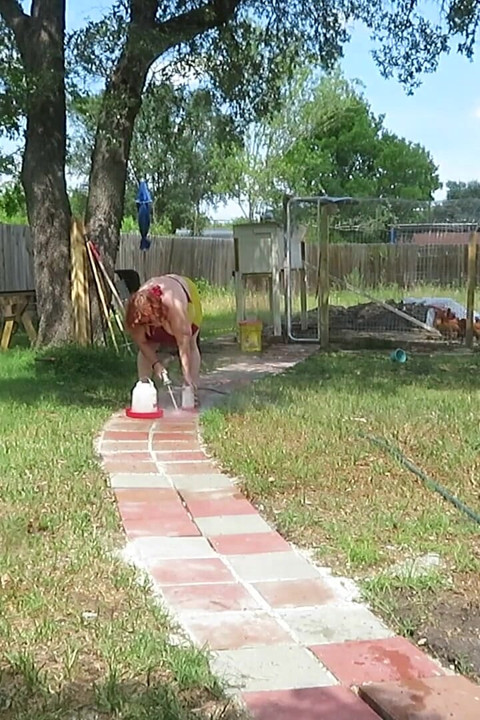 Bikini fun with water then strip outside