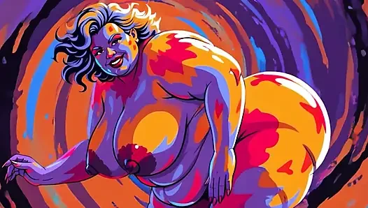 Обнаженная женщина-толстушка Горлок танцует