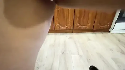 My Hot Stepmom Cooks Naked in the Kitchen and Caresses Her Pussy. Enjoy