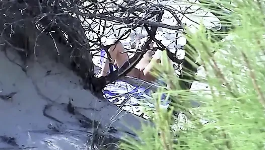 Sexy Nudist Brunette Topless on the Beach