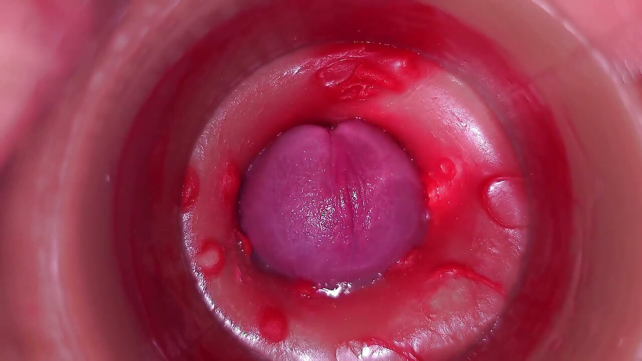Kamera i vagina, livmoderhalsen POV, creampie
