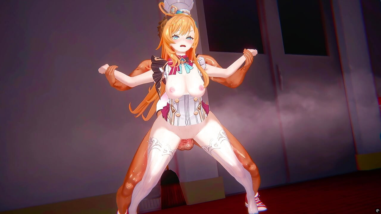 Genshin Impact - Escoffier bị nhiều người đàn ông đập tập thể - 3d Hentai Animation