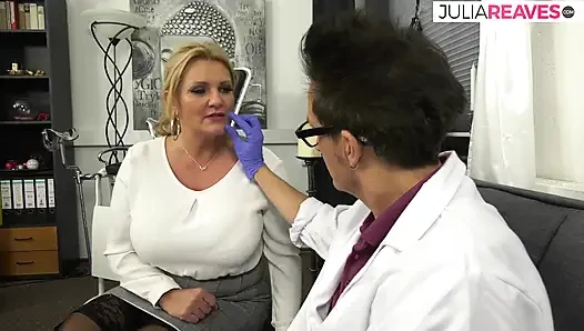 Blonde milf eats cum after bending over for a hard fuck