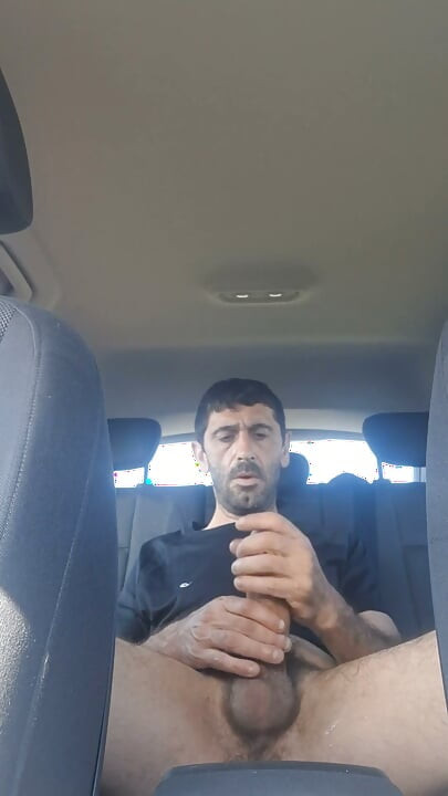 Mature men masturbating naked in the car'