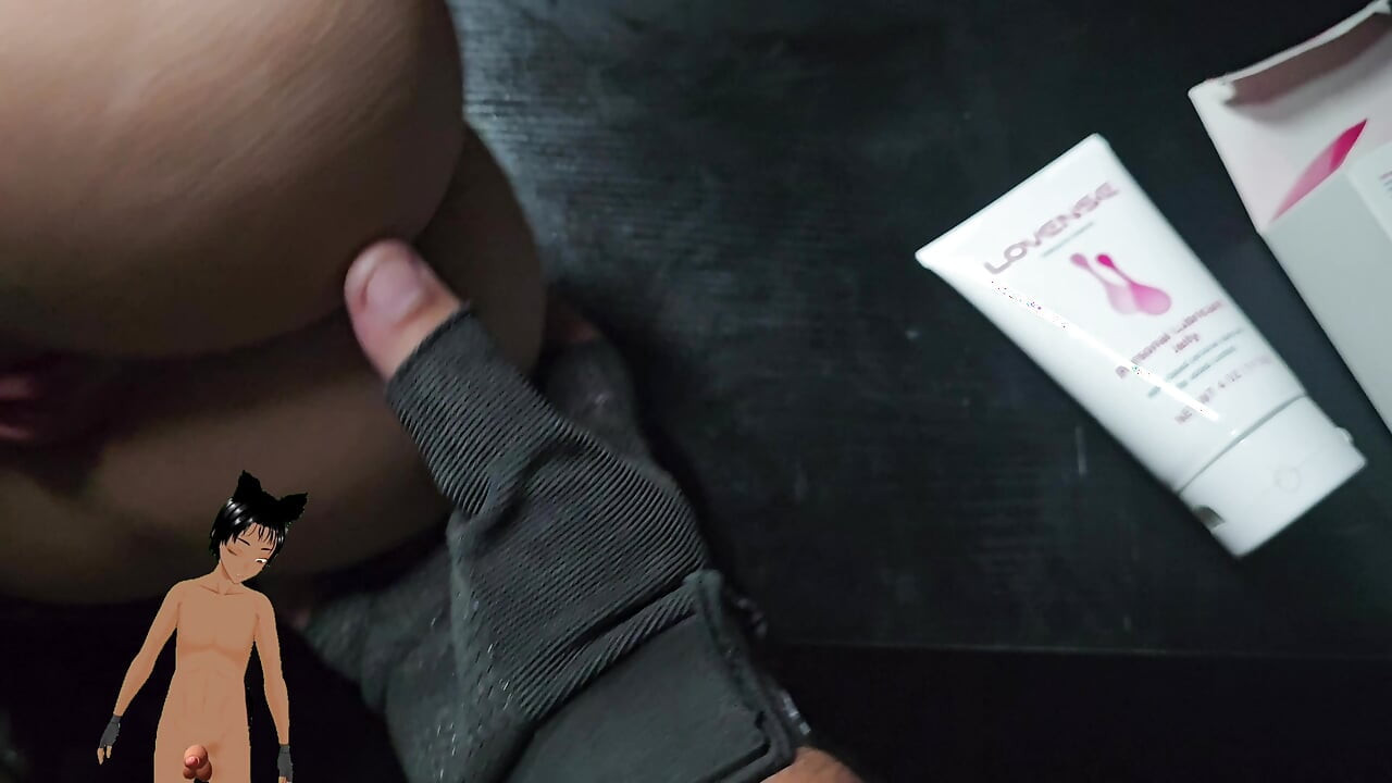 Playing with the pussy of a sex toy!