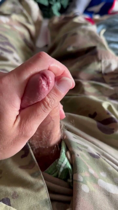 US Army Soldier In Uniform Jerks His Hot Cock | Clip 2