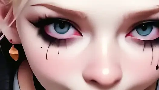 Psycho Cosplay Girl POV: Deepthroat & Messy Facial Cumshot AI Animation