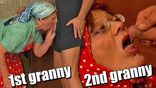 Young cock fucks two grannies!