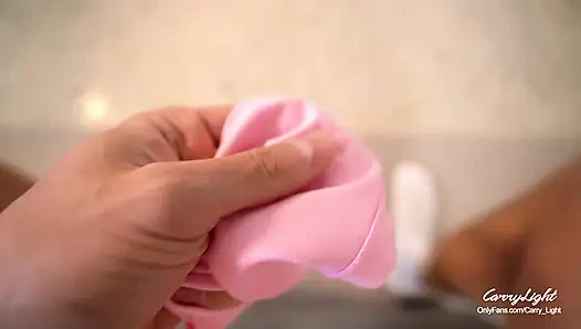 Step Mom caught Step Son jerking off and help him to cum quick while He is not home CarryLight MILF