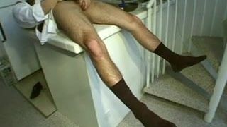 Cute Businessman Cums on His Sweaty Black Socks After Work