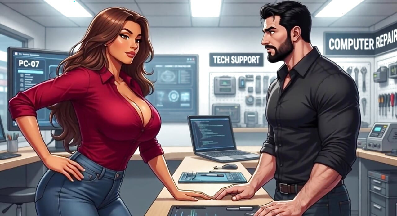 Married Woman Has Hot Secret Sex with Stepbrother After Laptop Delivery While Husband Waits Outside (ai Generated)