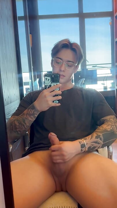 Asian Teen Jerks off Secretly in Study Room