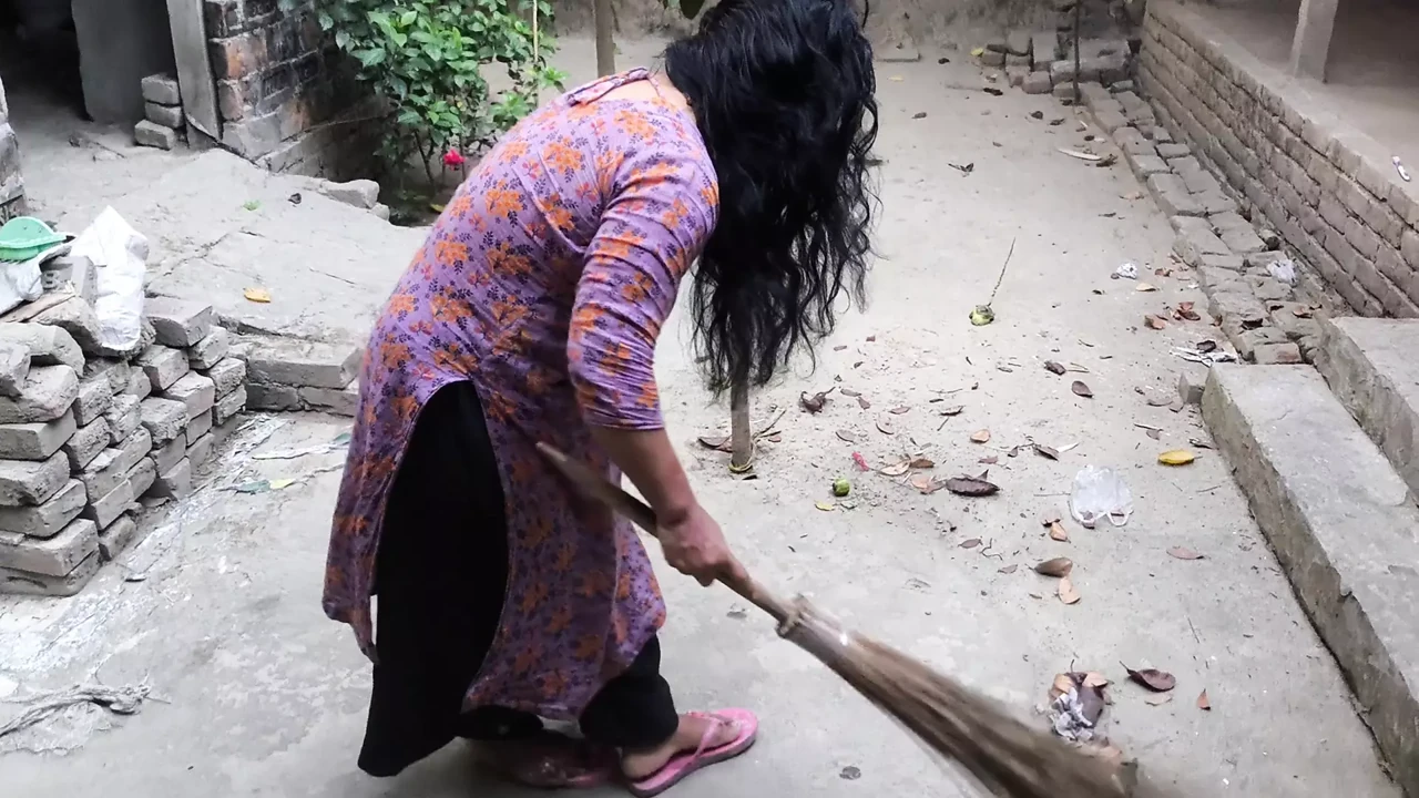 My aunty was cleaning the yard. But I hugged him, put him in my aunty ass, and started fucking him anal