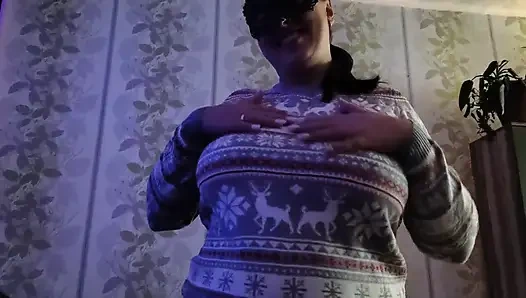 Mädchen in roten strümpfen machen mir ein vergnügen