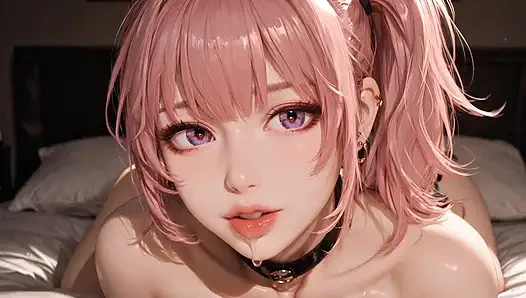 Ahegao 3D rosa silikonpuppe necken