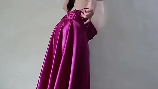 Very Clear Bali Girl, Her Hobby Is Colmek Again - Masturbate Using My Purple Silk Satin Dress