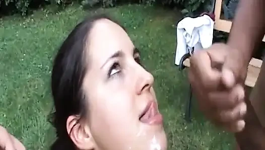 Brunette Slut Gets Pounded Hard by Multiple Cocks