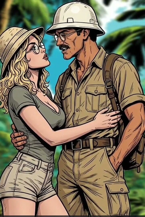 Extreme pijpbeurt en neuken in de jungle, blanke vrouw en grote zwarte lul