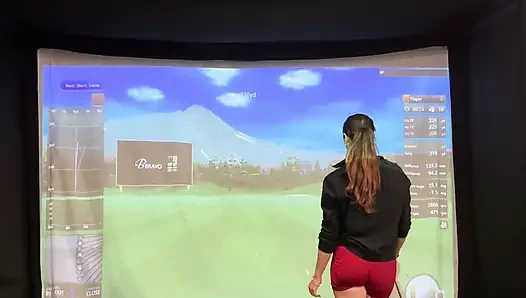 Trying to Golf in a Simulator with My Lush in! Trying Not to Cum While I Swing!