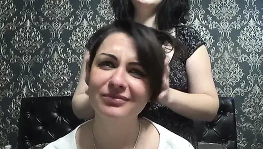 Nose fingering, face messing, silly faces, stockings on head, lips fetish! To Kate!